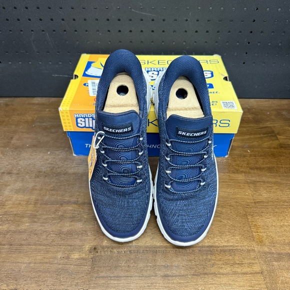 New W/ Box! Men's Skechers Slip In's Glide Step Comfortable Navy Sneakers Size 8 - Picture 3 of 5